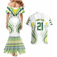 Custom Rugby Cook Islands Avaiki Couples Matching Mermaid Dress and Hawaiian Shirt White Kuki Airani Tribal Maori Inspired LT9 - Polynesian Pride