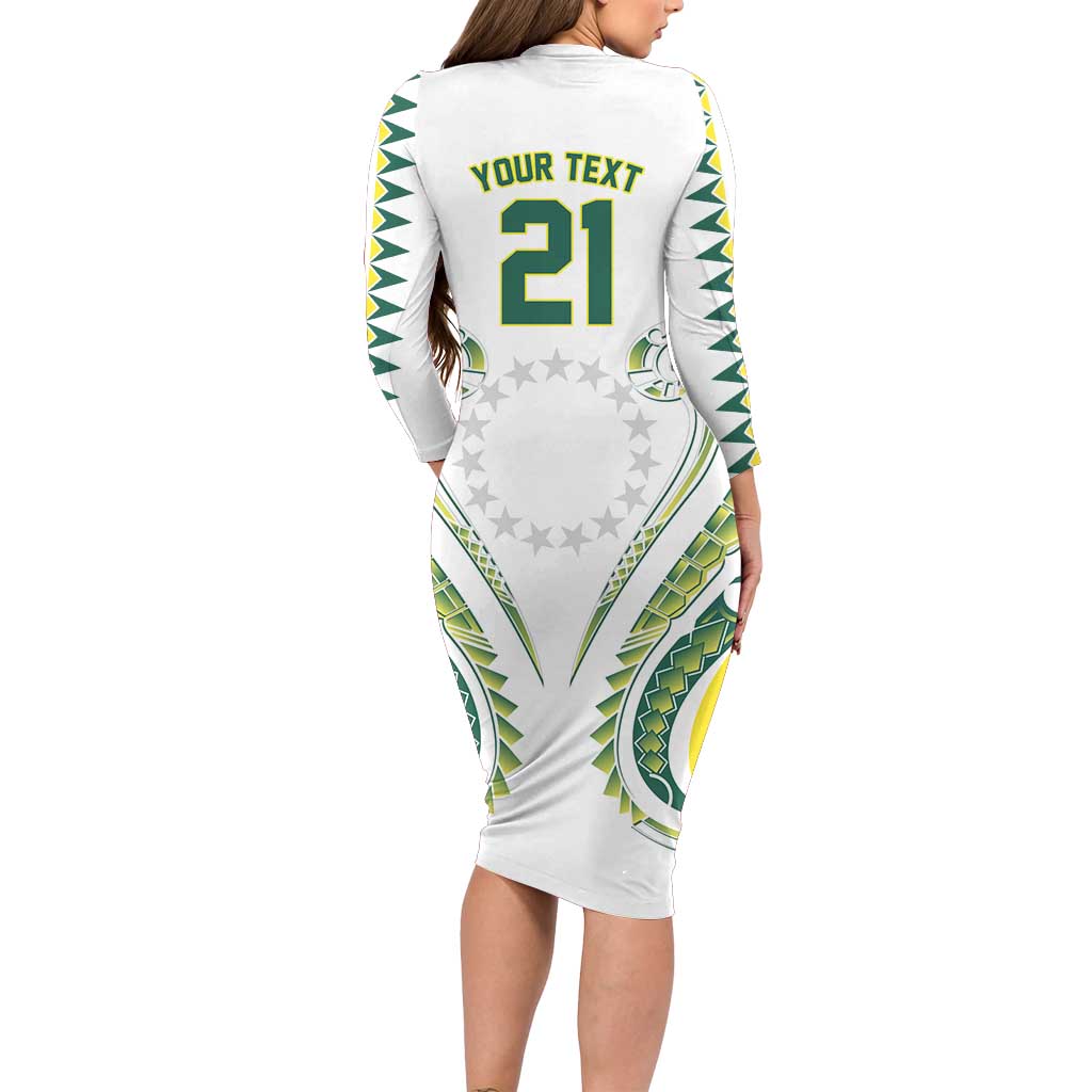 Custom Rugby Cook Islands Avaiki Family Matching Long Sleeve Bodycon Dress and Hawaiian Shirt White Kuki Airani Tribal Maori Inspired - Polynesian Pride