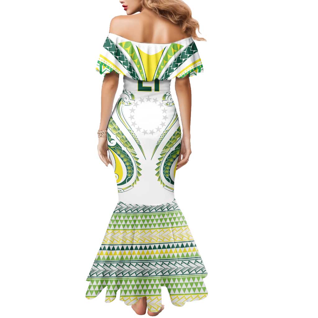Custom Rugby Cook Islands Avaiki Family Matching Mermaid Dress and Hawaiian Shirt White Kuki Airani Tribal Maori Inspired - Polynesian Pride