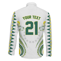 Custom Rugby Cook Islands Avaiki Family Matching Off Shoulder Maxi Dress and Hawaiian Shirt White Kuki Airani Tribal Maori Inspired - Polynesian Pride