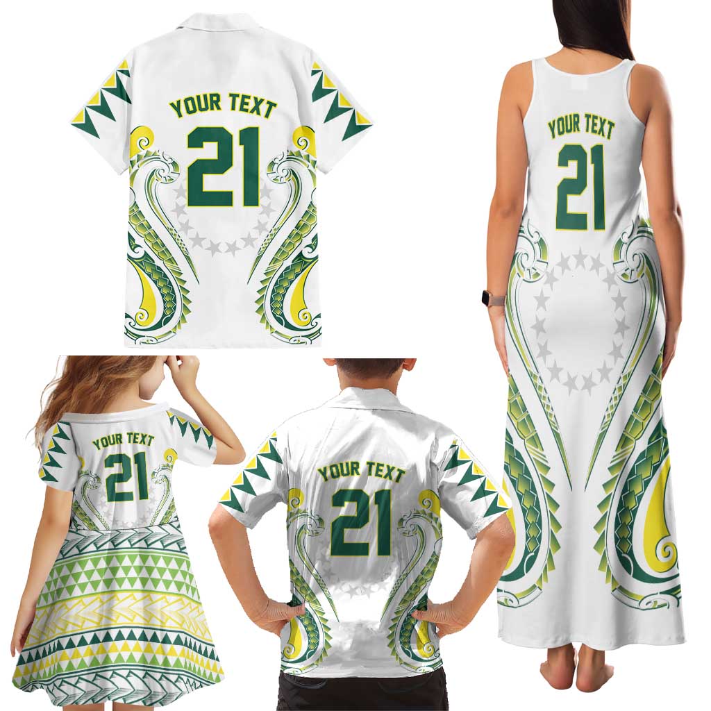 Custom Rugby Cook Islands Avaiki Family Matching Tank Maxi Dress and Hawaiian Shirt White Kuki Airani Tribal Maori Inspired - Polynesian Pride