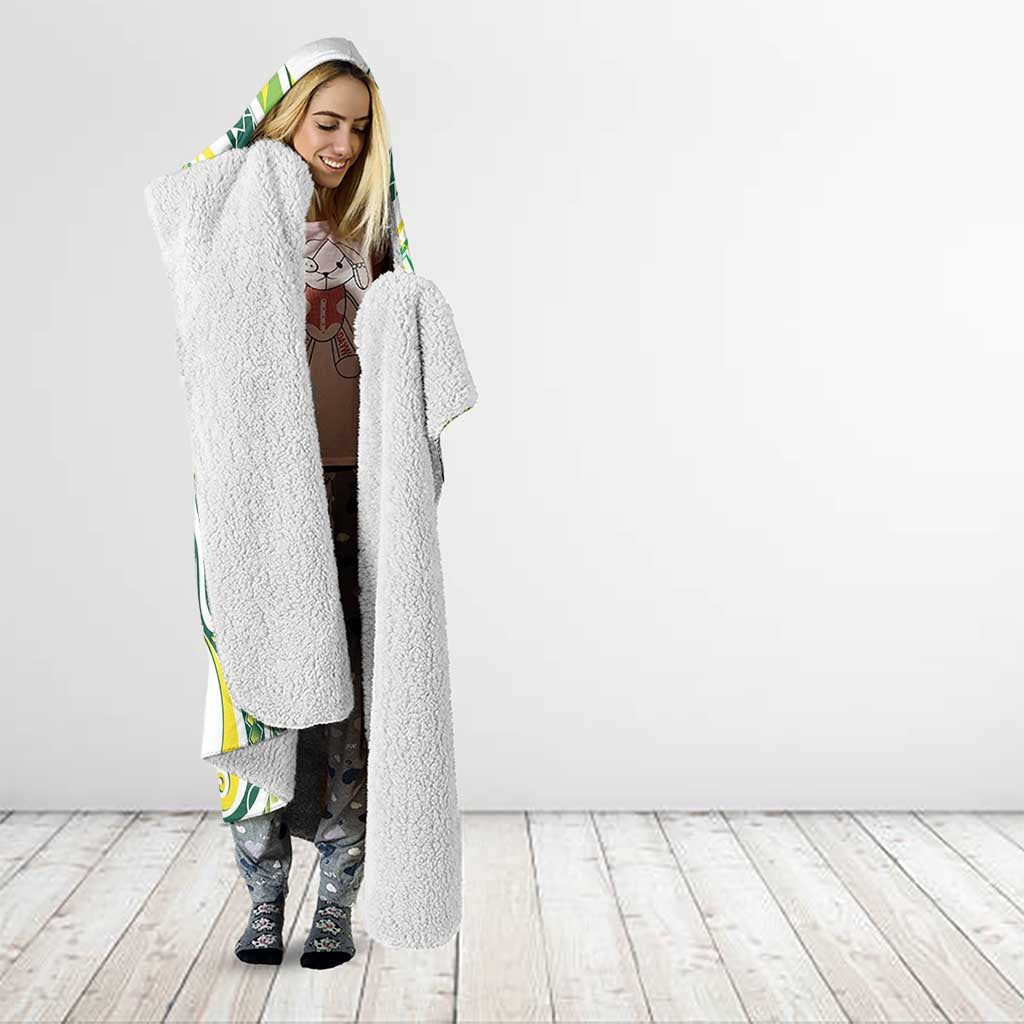 Rugby Cook Islands Avaiki Hooded Blanket White Kuki Airani Tribal Maori Inspired - Polynesian Pride