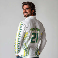 Custom Rugby Cook Islands Avaiki Long Sleeve Polo Shirt White Kuki Airani Tribal Maori Inspired LT9 - Polynesian Pride