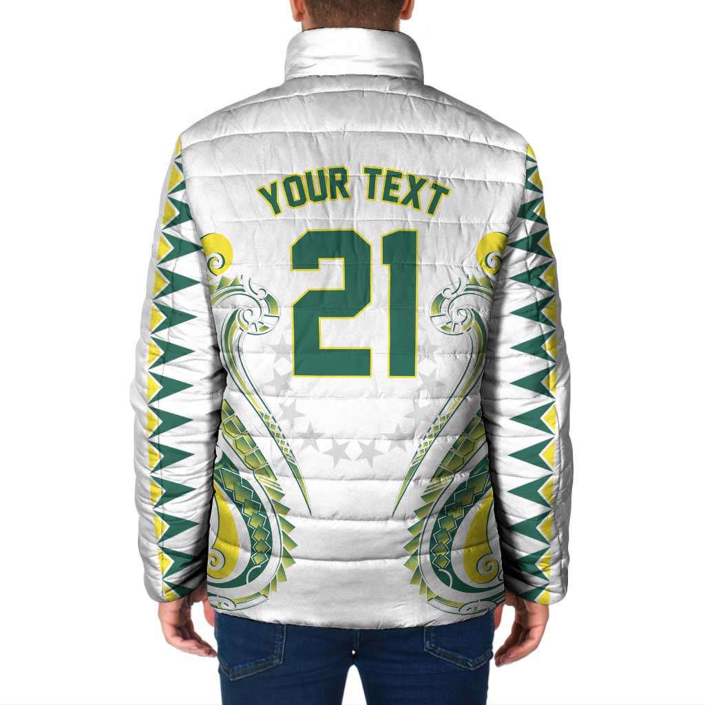 Custom Rugby Cook Islands Avaiki Padded Jacket White Kuki Airani Tribal Maori Inspired LT9 - Polynesian Pride