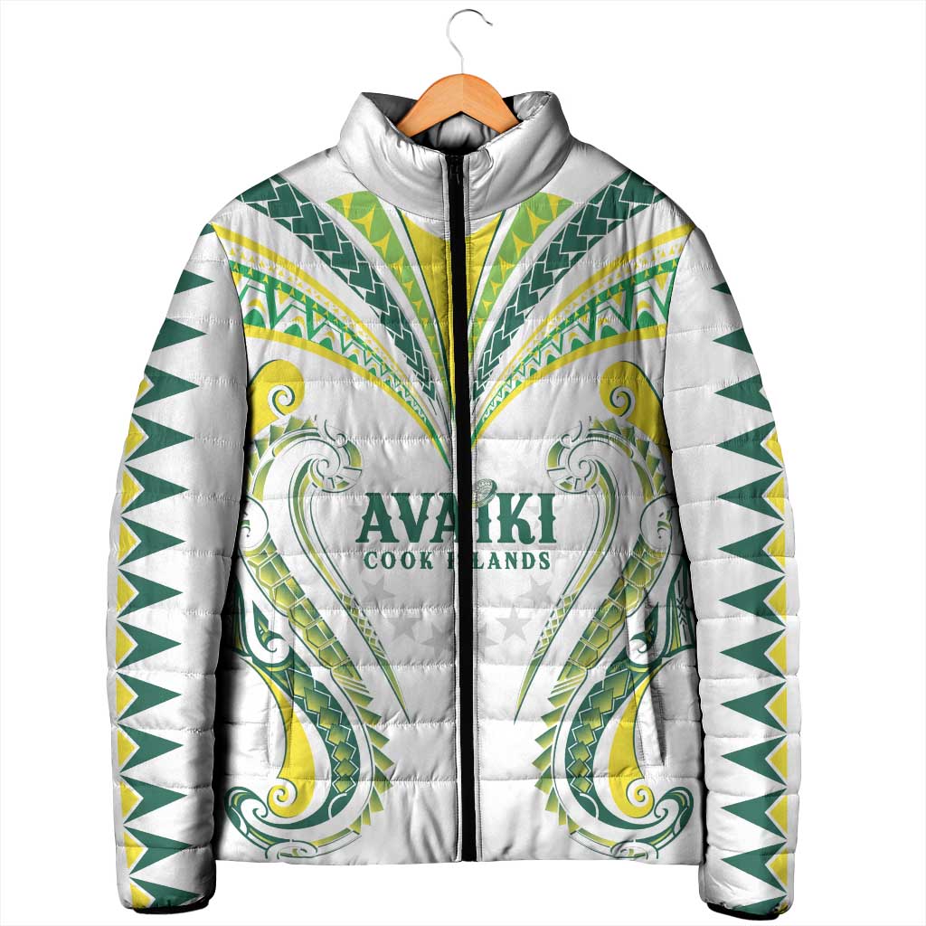Custom Rugby Cook Islands Avaiki Padded Jacket White Kuki Airani Tribal Maori Inspired LT9 - Polynesian Pride