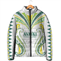 Custom Rugby Cook Islands Avaiki Padded Jacket White Kuki Airani Tribal Maori Inspired LT9 - Polynesian Pride