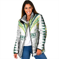 Custom Rugby Cook Islands Avaiki Padded Jacket White Kuki Airani Tribal Maori Inspired LT9 Women White - Polynesian Pride