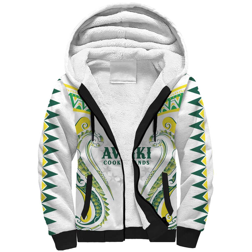 Custom Rugby Cook Islands Avaiki Sherpa Hoodie White Kuki Airani Tribal Maori Inspired LT9 Unisex White - Polynesian Pride