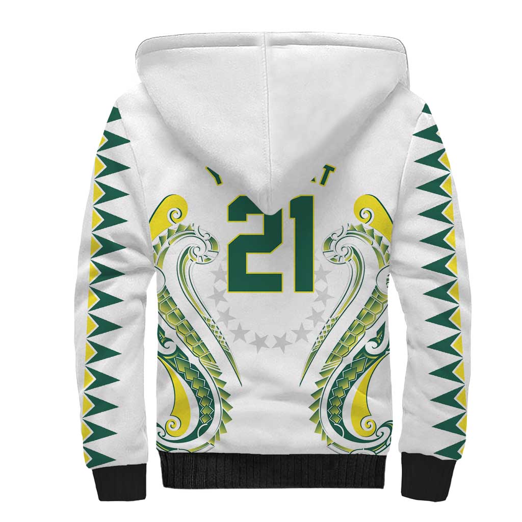Custom Rugby Cook Islands Avaiki Sherpa Hoodie White Kuki Airani Tribal Maori Inspired LT9 - Polynesian Pride