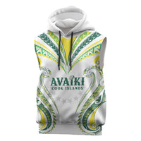 Custom Rugby Cook Islands Avaiki Sleeveless Hoodie White Kuki Airani Tribal Maori Inspired LT9 White - Polynesian Pride