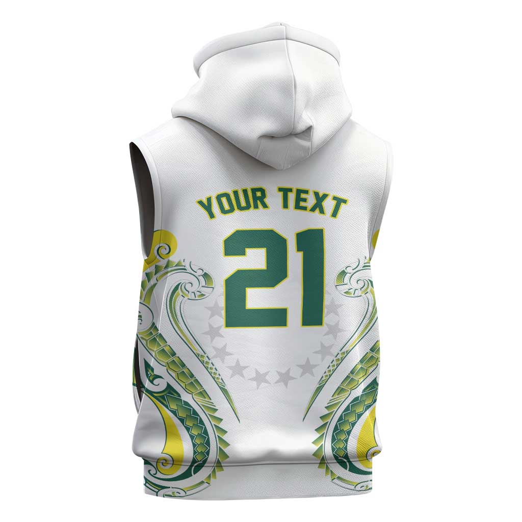 Custom Rugby Cook Islands Avaiki Sleeveless Hoodie White Kuki Airani Tribal Maori Inspired LT9 - Polynesian Pride