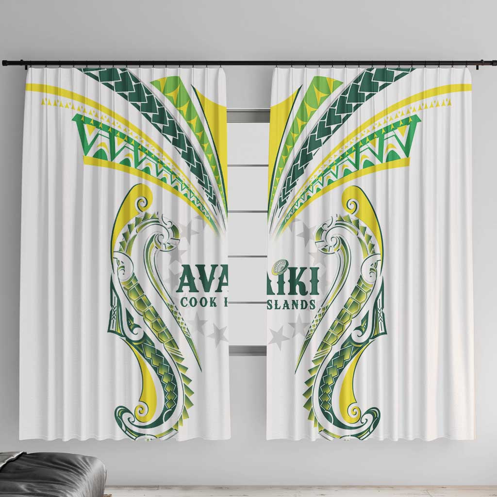 Rugby Cook Islands Avaiki Window Curtain White Kuki Airani Tribal Maori Inspired LT9 With Hooks White - Polynesian Pride