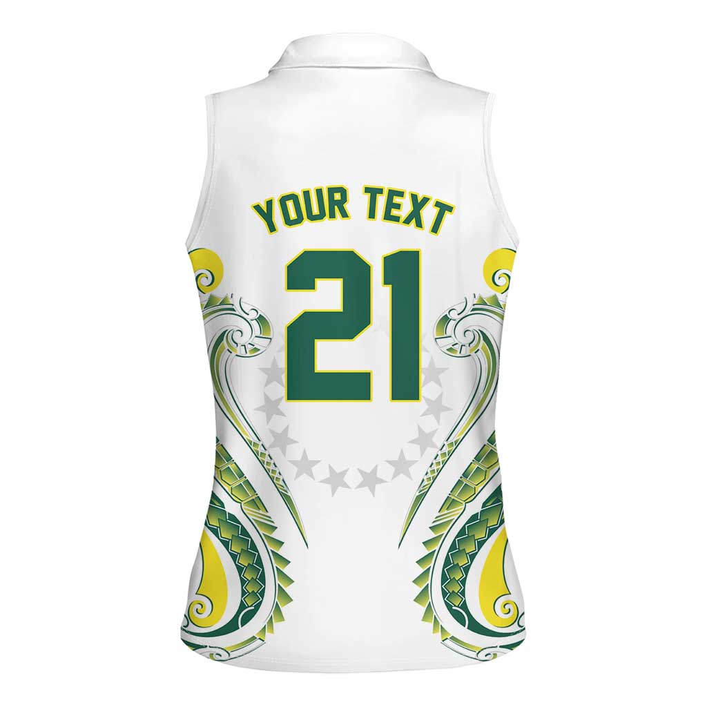 Custom Rugby Cook Islands Avaiki Women Sleeveless Polo Shirt White Kuki Airani Tribal Maori Inspired LT9 - Polynesian Pride
