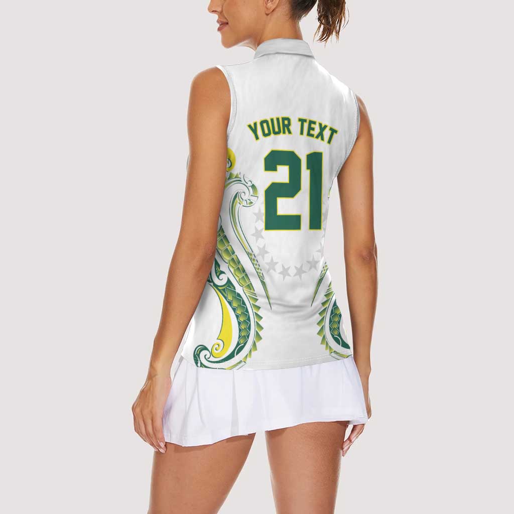 Custom Rugby Cook Islands Avaiki Women Sleeveless Polo Shirt White Kuki Airani Tribal Maori Inspired LT9 - Polynesian Pride