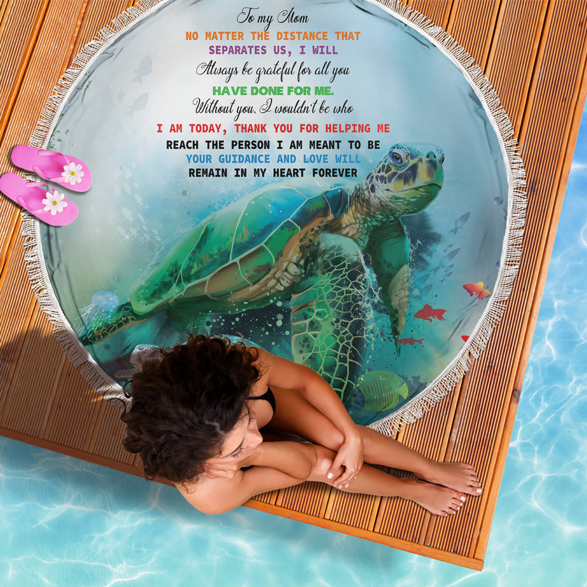 Polynesia Mother's Day Beach Blanket Magnificent Sea Turtle Of Love and Gratitude