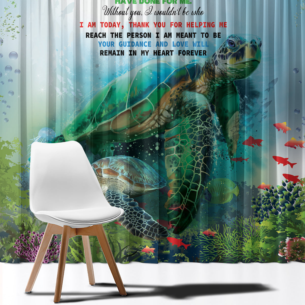 Polynesia Mother's Day Window Curtain Magnificent Sea Turtle Of Love and Gratitude