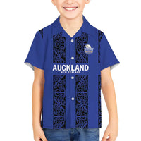 Custom Oceania Football NZ Auckland Kid Hawaiian Shirt Maori Tribal Pattern LT9 Kid Blue - Polynesian Pride