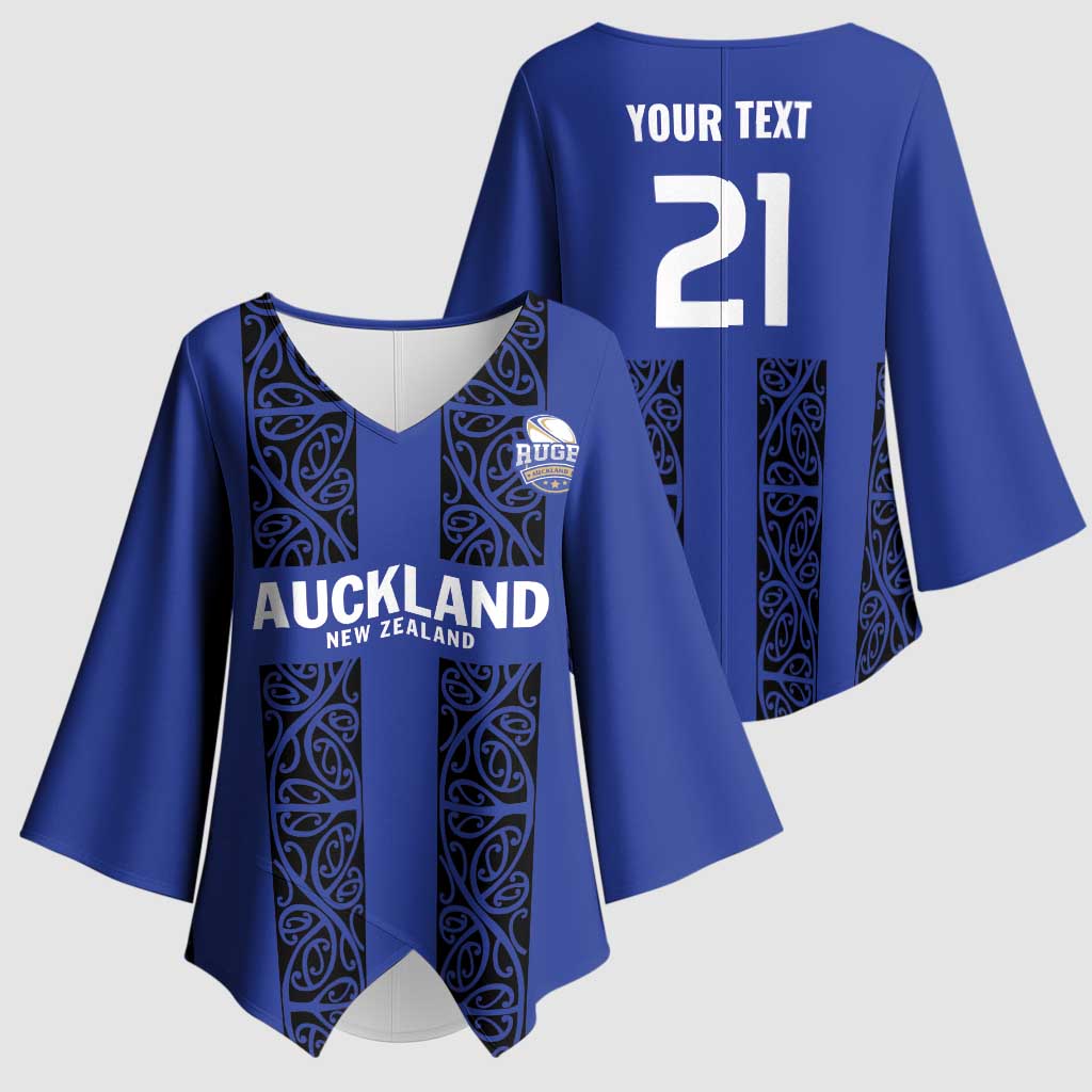 Custom Oceania Football NZ Auckland Kimono Sleeve Blouse Maori Tribal Pattern