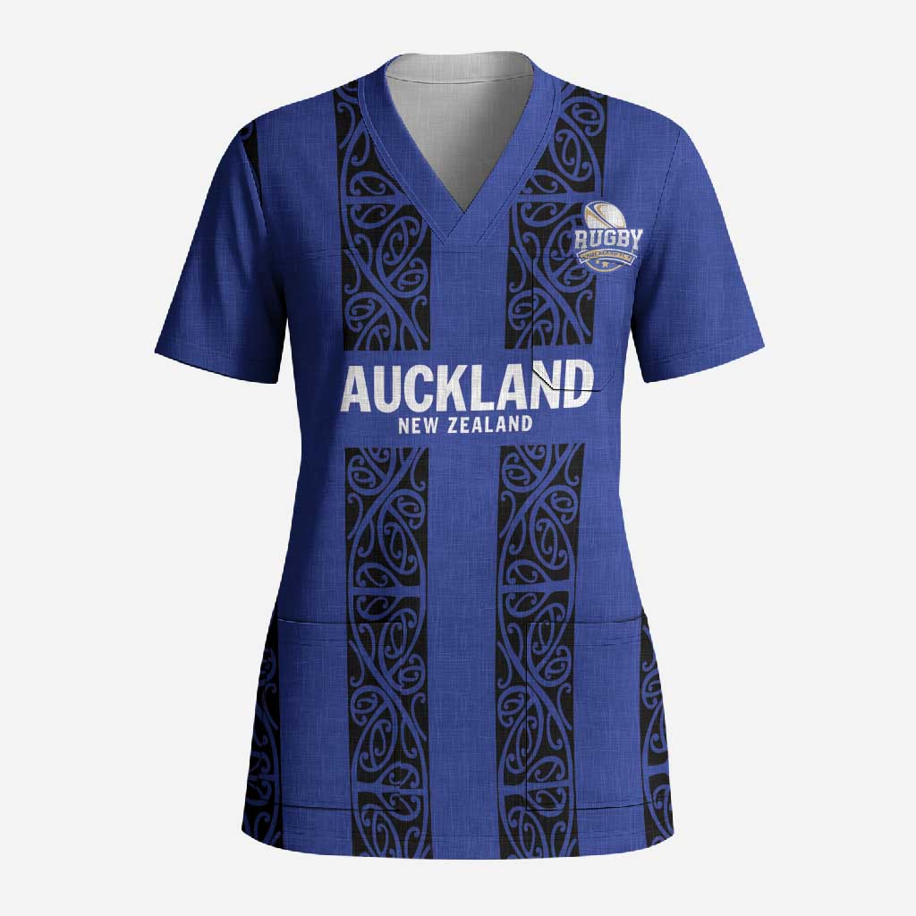 Custom Oceania Football NZ Auckland Scrub Top Maori Tribal Pattern