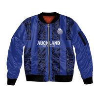Custom Oceania Football NZ Auckland Sleeve Zip Bomber Jacket Maori Tribal Pattern