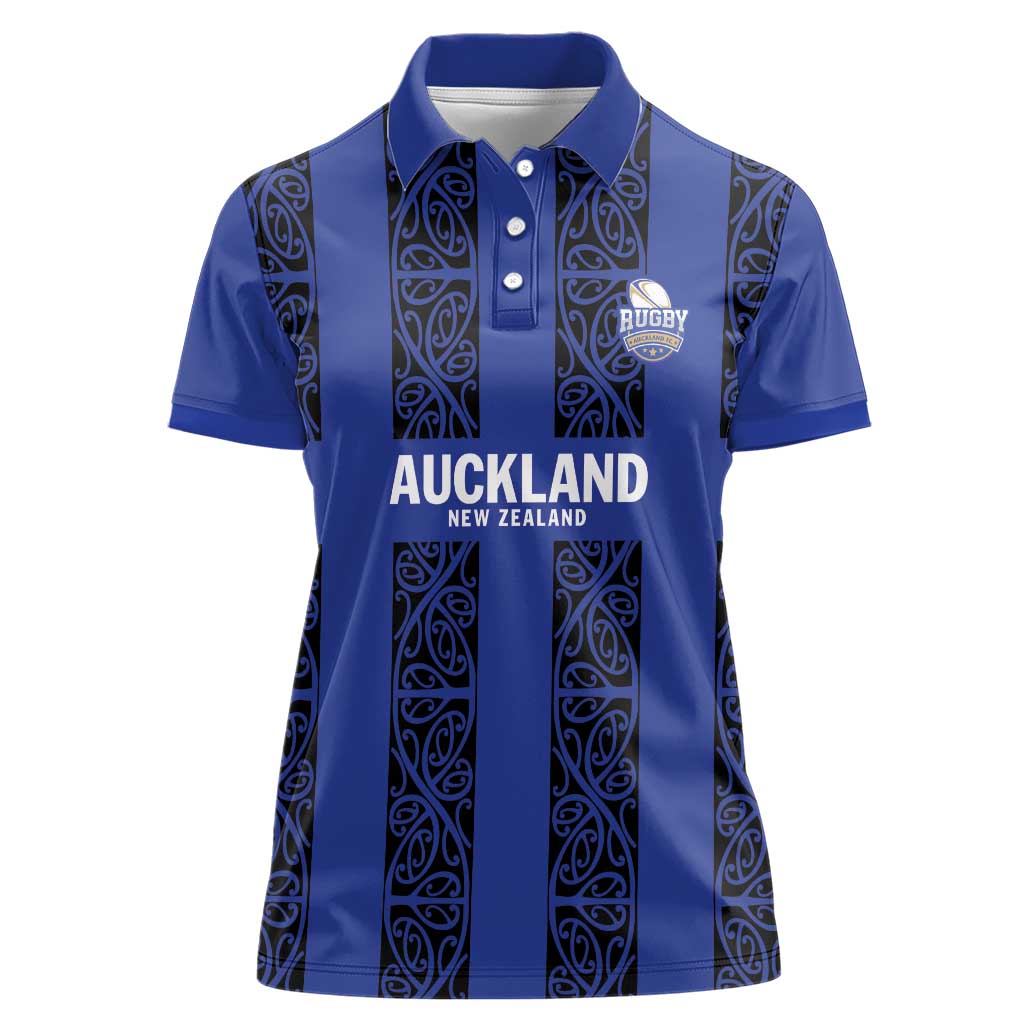 Custom Oceania Football NZ Auckland Women Polo Shirt Maori Tribal Pattern