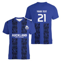 Custom Oceania Football NZ Auckland Women V-Neck T-Shirt Maori Tribal Pattern LT9 - Polynesian Pride