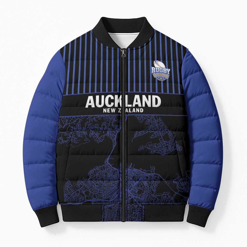 Custom Oceania Football NZ Auckland Bomber Puffer Jacket Minimal City Map Style