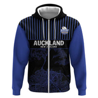 Custom Oceania Football NZ Auckland Hoodie Minimal City Map Style LT9 Zip Hoodie Blue - Polynesian Pride