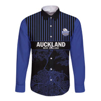 Custom Oceania Football NZ Auckland Long Sleeve Button Shirt Minimal City Map Style