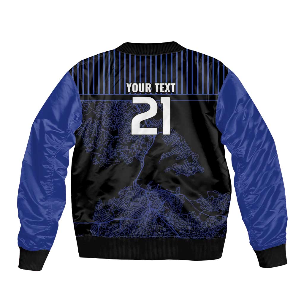 Custom Oceania Football NZ Auckland Sleeve Zip Bomber Jacket Minimal City Map Style
