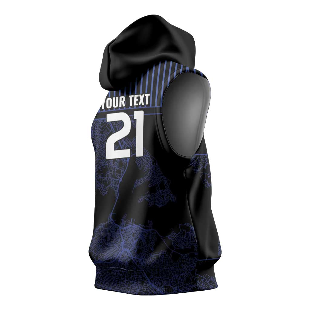 Custom Oceania Football NZ Auckland Sleeveless Hoodie Minimal City Map Style