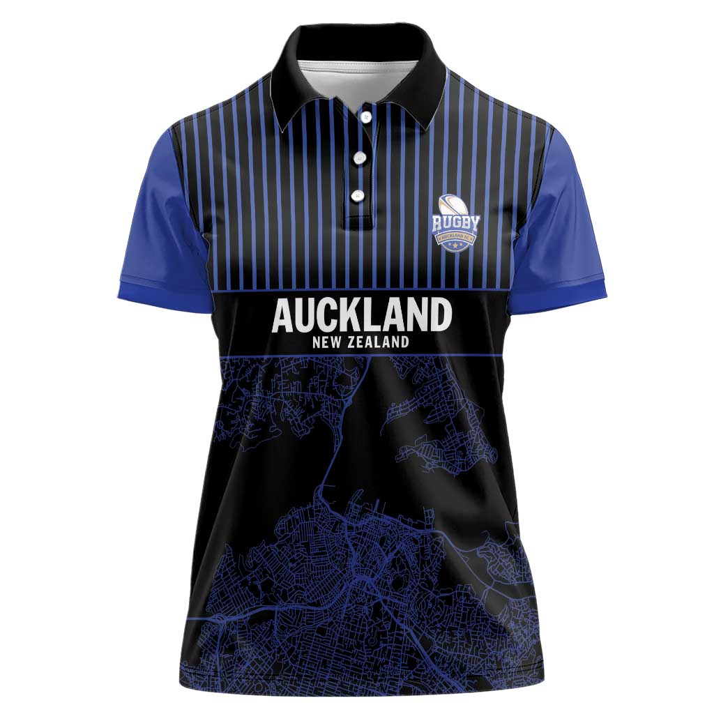 Custom Oceania Football NZ Auckland Women Polo Shirt Minimal City Map Style LT9 Female Blue - Polynesian Pride