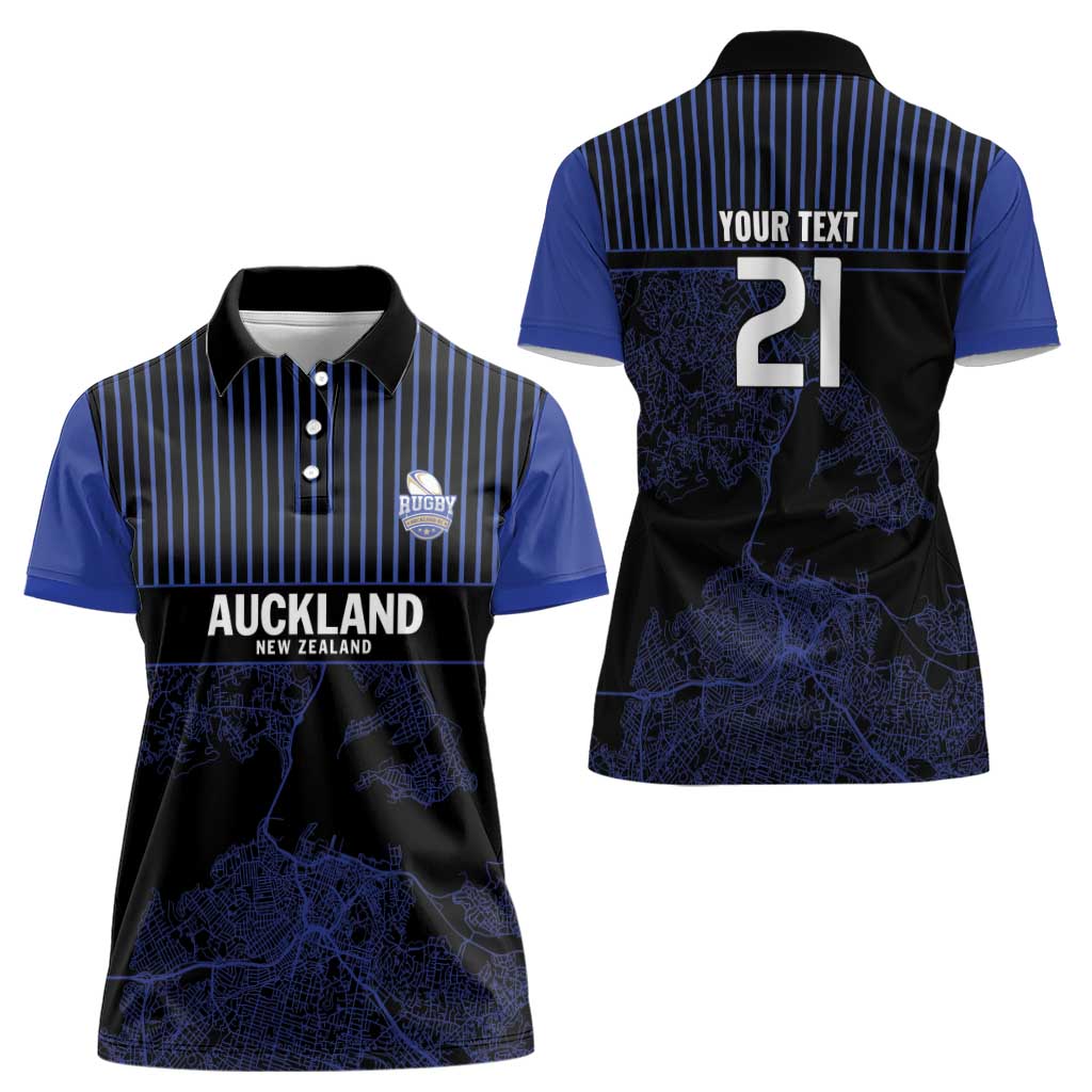 Custom Oceania Football NZ Auckland Women Polo Shirt Minimal City Map Style LT9 - Polynesian Pride