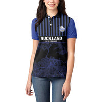 Custom Oceania Football NZ Auckland Women Polo Shirt Minimal City Map Style LT9 - Polynesian Pride