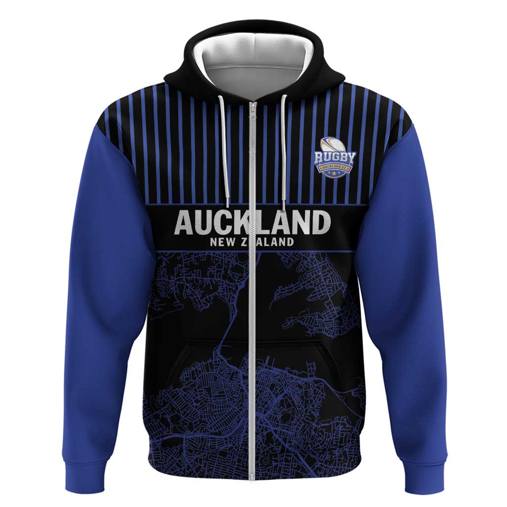 Custom Oceania Football NZ Auckland Zip Hoodie Minimal City Map Style LT9 Zip Hoodie Blue - Polynesian Pride
