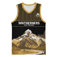 Custom Oceania Football NZ South Island Basketball Jersey Minimal Mount Cook Silhouette LT9 Unisex Black - Polynesian Pride