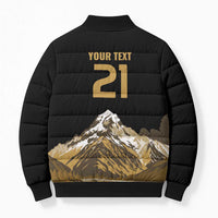 Custom Oceania Football NZ South Island Bomber Puffer Jacket Minimal Mount Cook Silhouette