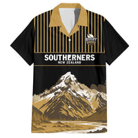 Custom Oceania Football NZ South Island Hawaiian Shirt Minimal Mount Cook Silhouette LT9 Black - Polynesian Pride