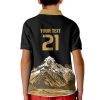 Custom Oceania Football NZ South Island Kid Polo Shirt Minimal Mount Cook Silhouette