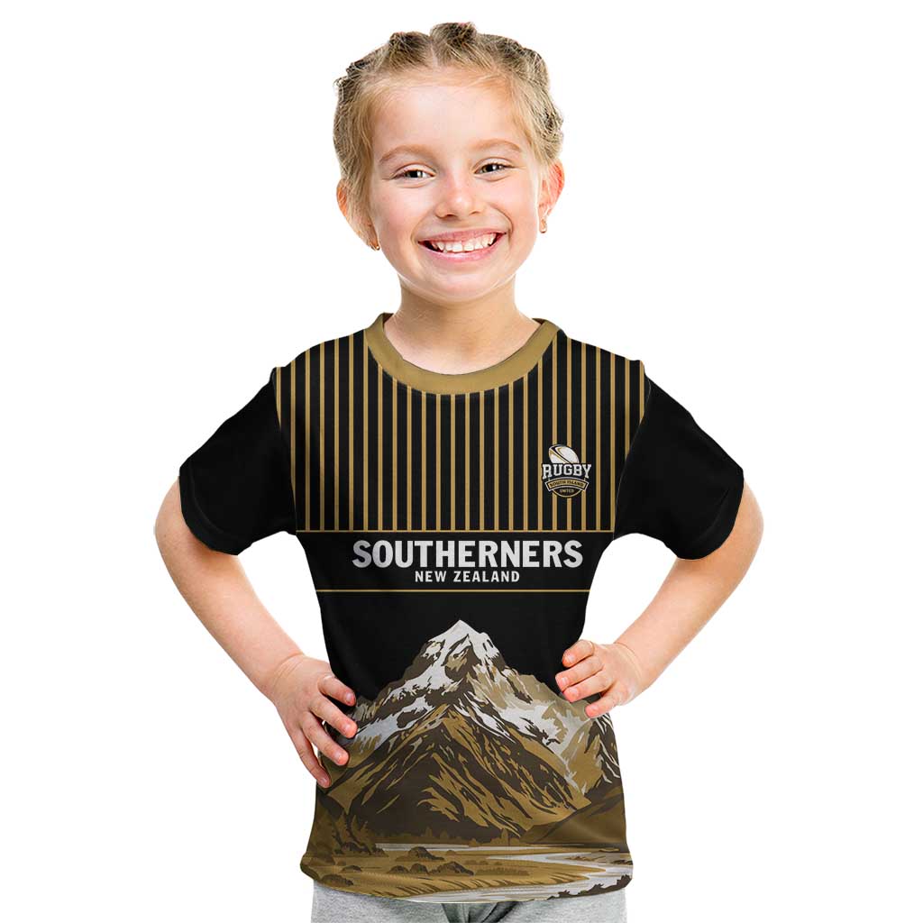 Custom Oceania Football NZ South Island Kid T Shirt Minimal Mount Cook Silhouette