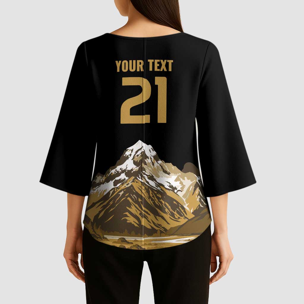Custom Oceania Football NZ South Island Kimono Sleeve Blouse Minimal Mount Cook Silhouette LT9 - Polynesian Pride