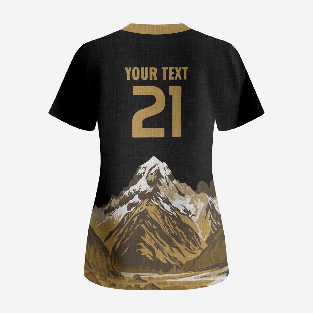 Custom Oceania Football NZ South Island Scrub Top Minimal Mount Cook Silhouette