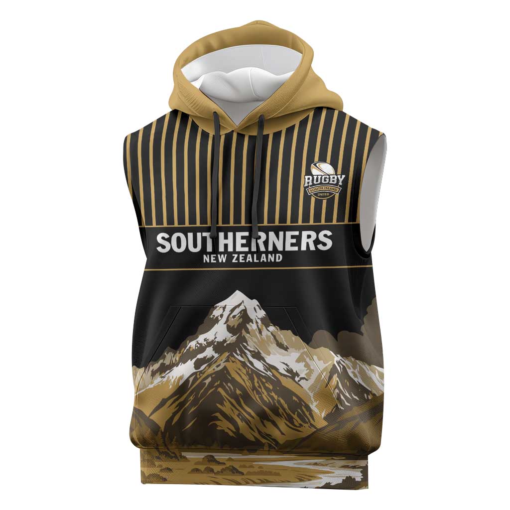 Custom Oceania Football NZ South Island Sleeveless Hoodie Minimal Mount Cook Silhouette
