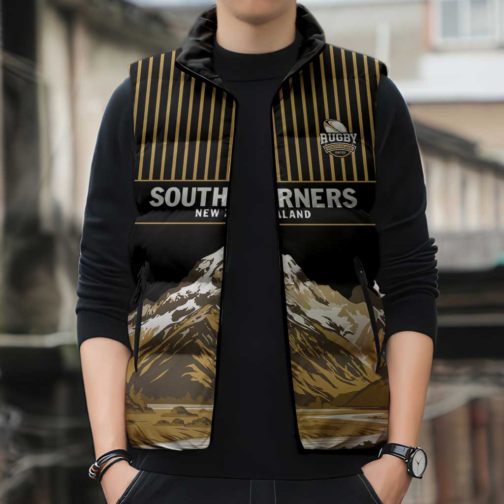 Custom Oceania Football NZ South Island Sleeveless Puffer Jacket Minimal Mount Cook Silhouette