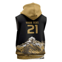Custom Oceania Football NZ South Island Sleeveless Zip Hoodie Minimal Mount Cook Silhouette