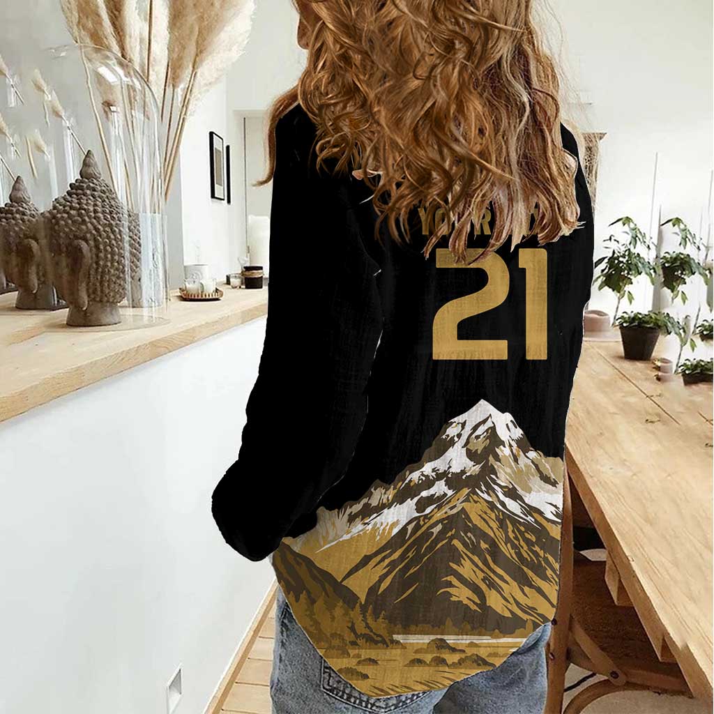 Custom Oceania Football NZ South Island Women Casual Shirt Minimal Mount Cook Silhouette