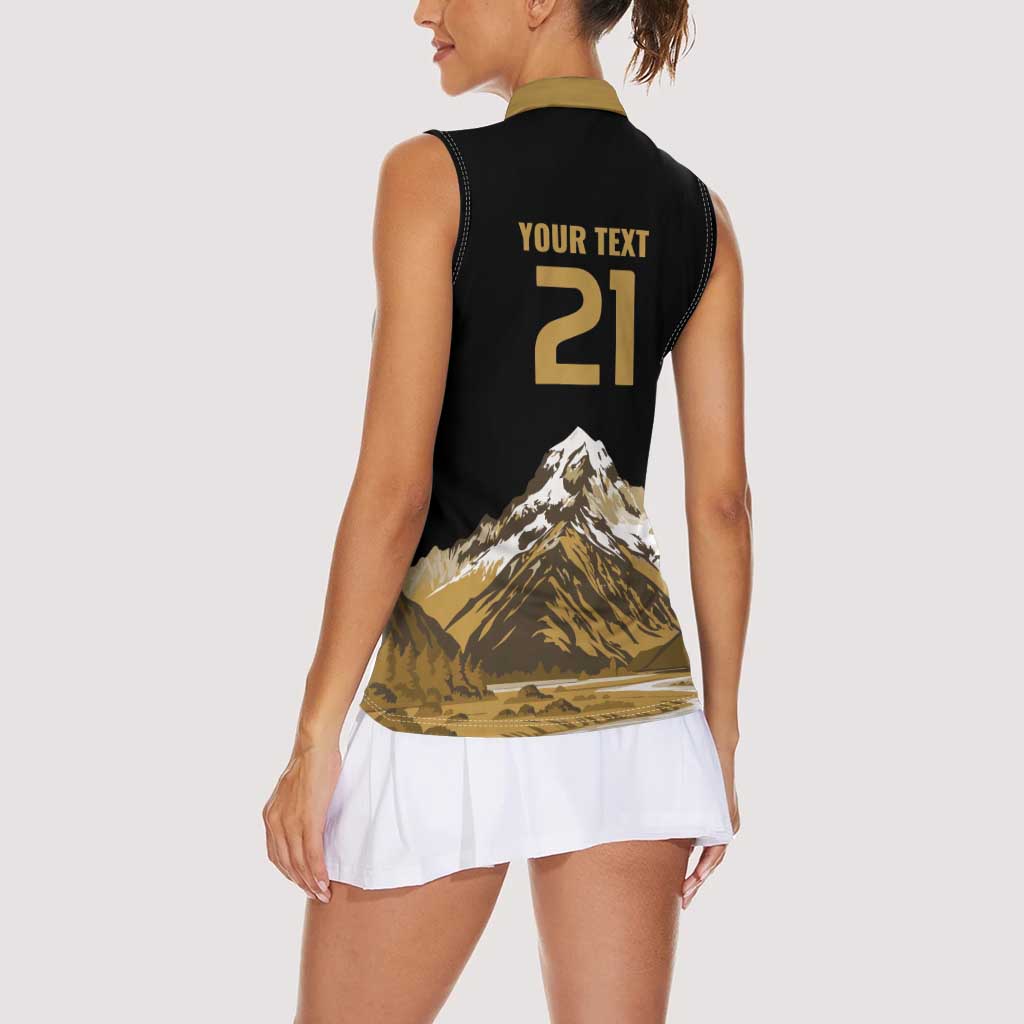Custom Oceania Football NZ South Island Women Sleeveless Polo Shirt Minimal Mount Cook Silhouette