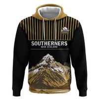 Custom Oceania Football NZ South Island Zip Hoodie Minimal Mount Cook Silhouette LT9 Pullover Hoodie Black - Polynesian Pride
