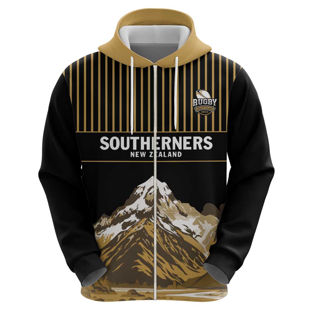 Custom Oceania Football NZ South Island Zip Hoodie Minimal Mount Cook Silhouette LT9 - Polynesian Pride