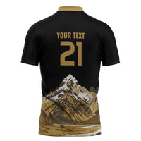 Custom Oceania Football NZ South Island Zipper Polo Shirt Minimal Mount Cook Silhouette LT9 - Polynesian Pride
